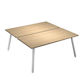 Scrivania Skinny Metal a 2 postazioni contrapp. - 180 x 166 cm - bianco / rovere