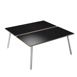 Scrivania Skinny Metal a 2 postazioni contrapp. - 180 x 166 cm - bianco / nero venato