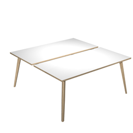Scrivania Woody a 2 postazioni contrap. - 180 x 166 cm - rovere / bianco