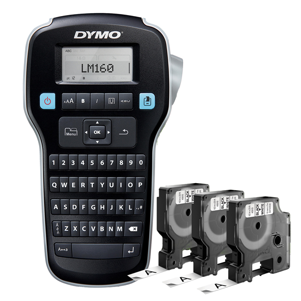92694 Promo pack etichettatrice Label Manager 160 - 3 nastri D1 12 mm nero / bianco inclusi - Dymo