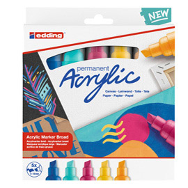 Marcatore permanente acrilico 5000 - punta scalpello - da 5 a 10 mm - colori assortiti Broad Abstract - Edding - conf. 5 pezzi