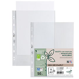 Buste forate Gea 100 - PP riciclato - buccia medium - 21 x 29