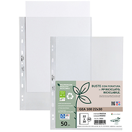 Buste forate Gea 100 - PP riciclato - buccia medium - 22 x 30 cm - Sei rota - conf. 50 pezzi