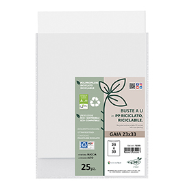 Buste a sacco Gaia - PP riciclato - 23 x 33 cm - buccia - trasparente - Sei rota - conf. 25 pezzi