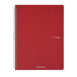 Maxiquaderno Ecoqua original - A4 - 90gr - 5mm - 70 fogli - rosso scuro - spiralato - Fabriano