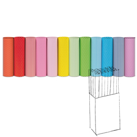 Rotolo carta regalo - 2 m x 70 cm - fantasie righe e pois - Rex Sadoch - espositore 50 pezzi