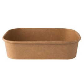 Bowl monouso - rettangolare - 500 ml - cartoncino - avana - Signor Bio - conf. 50 pezzi