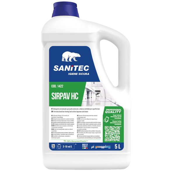 96806 Detergente pavimenti Sirpav HC - a schiuma - 5 L - pino - Sanitec