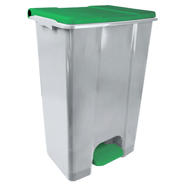 97433 Contenitore mobile Ecoconti - a pedale - 80 L - plastica riciclata - grigio/verde - Medial