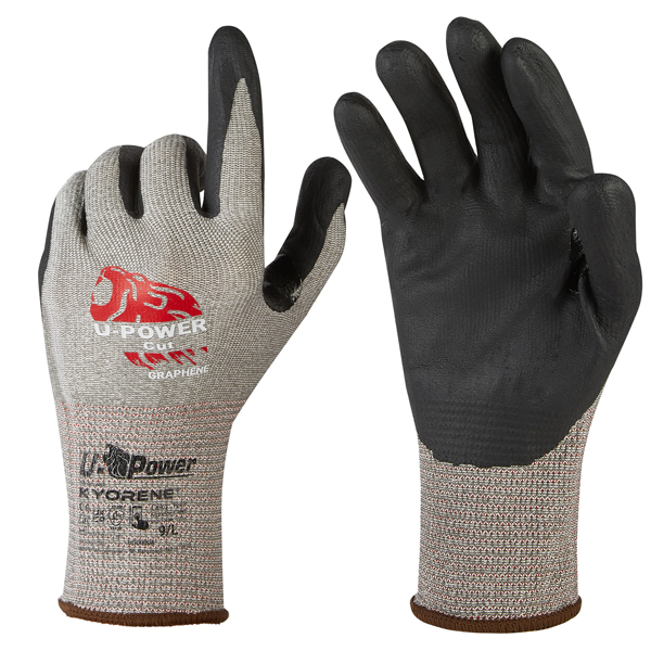 97545 Guanti di protezione CUT - con polsino nero - taglia 10 - grigio/nero - U-Power