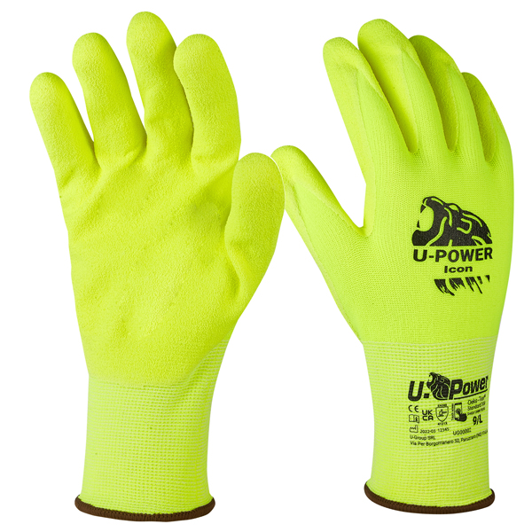 97557 Guanti di protezione ICON - con polsino nero - taglia 10 - giallo fluo - U-Power