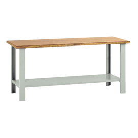Banco da lavoro - senza cassetti - 200 x 75 x 90 cm - grigio/legno - Tecnotelai