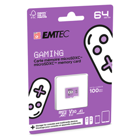 Emtec - mSD Gaming UHS-I U3 V30 A1 - Viola - 64GB - EMTSDM64GXCU3G