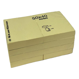 Blocchetto biglietti adesivi - giallo - 50 x 40mm - 70gr - 100 fogli - Starline