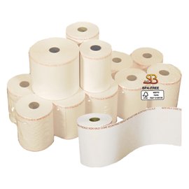 Rotolo per bilancia - 60 mm x 38 m - 112 gr - diametro esterno 82 mm - anima 25 mm - carta termica adesiva BPA free - Sabacart - blister 4 pezzi