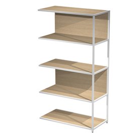 Modulo aggiuntivo per libreria Modular - 90 x 44 x 161 cm - struttura metal bianco - rovere