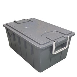 Cassa multiuso - con coperchio e manici - 58 x 38 x 26 cm - 40 L - PP - grigio scuro/grigio chiaro - Mobil Plastic