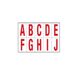101835 Lettere adesive da A a J - in PVC - 70 x 124 mm - 10 et/fg - 1 foglio - rosso/bianco