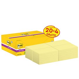 Blocco foglietti Post-it Super Sticky - 655-SSCY-VP24 - 76  x 127 mm - giallo Canary - 90 fogli - Post-it - conf. 24 blocchi