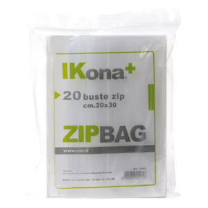 Sacchetti Zip - 10 x 20 cm - PE - trasparente - Ikona+ - conf. 20 pezzi