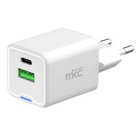 Caricabatteria rapido - 2 porte - USB-C e USB-A da 20W - MKC
