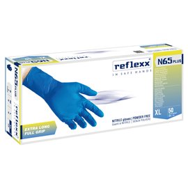 103261 Guanti in nitrile N65 Plus - senza polvere - taglia XL - blu - Reflexx - conf. 50 pezzi