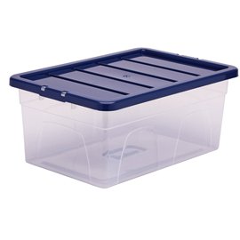 103354 Contenitore multiuso Bankers Box - 37 x 56 x 25 cm - 38 L - PP - con coperchio blu - trasparente - Fellowes