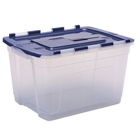 Contenitore multiuso Bankers Box - 43 x 59 x 35 cm - 55 L - PP - con coperchio a cerniera blu - trasparente - Fellowes