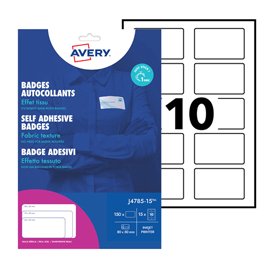 103369 Etichette badge - in seta acetata - inkjet - rimovibili - 80 x 50 mm - 10 et/fg - 15 fogli - bianco - Avery
