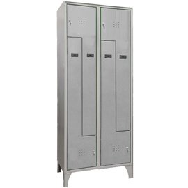 103610 Armadio spogliatoio in metallo salvaspazio - a 4 ante a L - 80 x 50 x 195 cm - grigio - Fasma