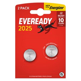 Micropila Eveready Lithium CR2025 - 3V - a pastiglia - litio - Energizer - blister 2 pezzi