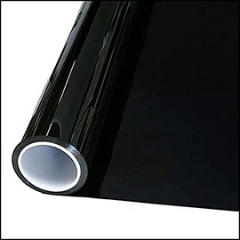 Pellicola adesiva - 50 cm x 10 m - protezione UV alta - trasparenza medio bassa -  riflettente/nero - Patifix