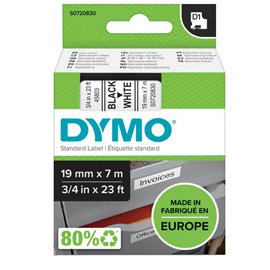 27879 Nastro D1 standard 458030 - 19 mm x 7 mt - PL - nero/bianco - Dymo