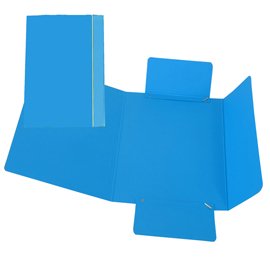 Cartella 3 lembi con elastico - A5 - dorso variabile - cartone plastificato - azzurro - Cartotecnica del Garda