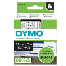 37884 Nastro D1 standard 537100 - 24 mm x 7 mt - PL - nero/trasparente - Dymo