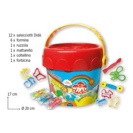 Pasta modellabile DiDò MIO Storie di pasta - DiDò - secchiello 12 salsicciotti con attrezzi