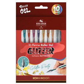 Roller gel colorati - colori glitter - Koh.I.Noor - astuccio 10 roller