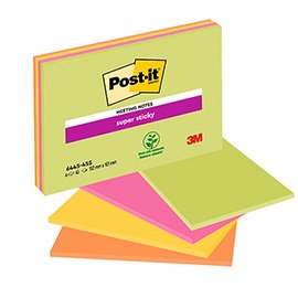 Blocco foglietti Post-it Super Sticky Meeting Notes - 6445-SSP - 152 x 101 mm - rosa/verde neon - 45 fogli - Post-it