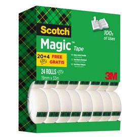 Nastro adesivo Magic 810 - 19 mm x 33 m - acrilico - trasparente - Scotch - Value Pack 20+4 rotoli