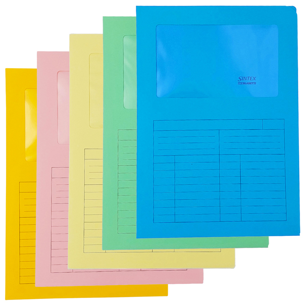 56630 Cartellina a L con finestra Sintex - 120 gr - A4 - mix 5 colori - Blasetti - conf. 20 pezzi
