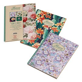 Maxiquaderno Nature Flowers - spiralato sul lato lungo - microperforato - 4 fori - A4 - 80 gr - 120 fogli - 5mm - Pigna