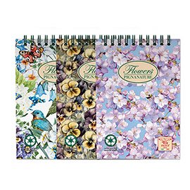 Blocco Nature Flowers - spiralato sul lato corto - A5 - 50 fogli - 80 gr - 5mm - Pigna