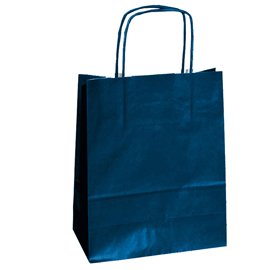 57090 Shopper Twisted - maniglie cordino - 45 x 15 x 50 cm - carta kraft - blu - Mainetti Bags - conf. 25 pezzi