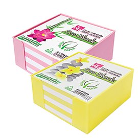 61703 Contenitore in plastica con foglietti - bianco - 10 x 10 x 5cm - carta riciclata 100% - IKona+