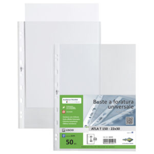 Buste forate Atla T - pesante - liscio - 22 x 30 cm - trasparente - Sei Rota - conf. 50 pezzi