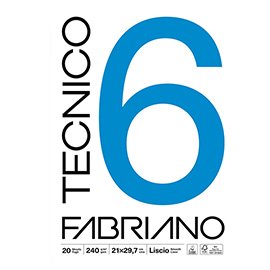 65611 Blocco Tecnico 6 - 25 x 35 cm - 20 fogli - 240 gr - liscio - Fabriano