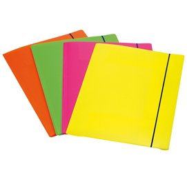 Cartella 3 lembi con elastico Shocking File - A4 - dorso 3 cm - PP - colori fluo assortiti - Fellowes