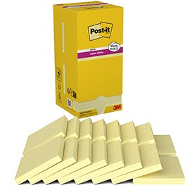 Blocco foglietti Post-it Super Sticky - 654-SSCY-VP16-EU - 76 x 76 mm - giallo Canary - 90 fogli - Post-it - conf. 16 blocchi