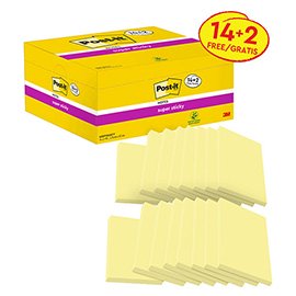 Blocco foglietti Post-it Super Sticky - 655-SSCY-VP16-EU - 76 x 127 mm - giallo Canary - 90 fogli - Post-it - conf. 16 blocchi