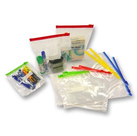 Buste slider - con chiusura zip e cursore - 20 x 25 x 3 cm - 60 micron - LDPE - trasparente/giallo - Viva - conf. 50 pezzi